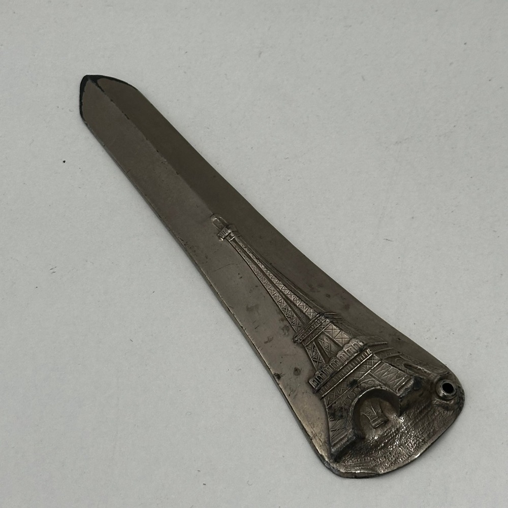Vintage 1945 WWII Paris Eiffel Tower Letter Opener Engraved Trench Art Love